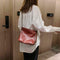 Leather Messenger Bag Women Rivet Chain Shoulder Crossbody Bag (Dark Brown) A