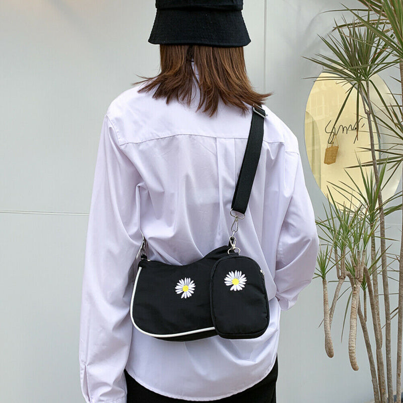 Daisy Underarm Shoulder Bag Multi-function Women Messenger Handbag (Black)