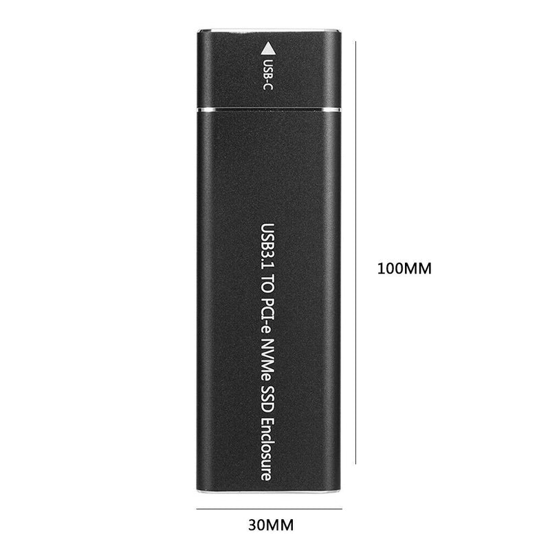 USB Type-C M.2 NVMe SSD Enclosure M-Key PCI-E Case (Black USB-A to USB-C)