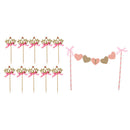 Baby 1st Birthday Cake Decor Set 10XCrown Cupcake Topper+ONE Cake Banner