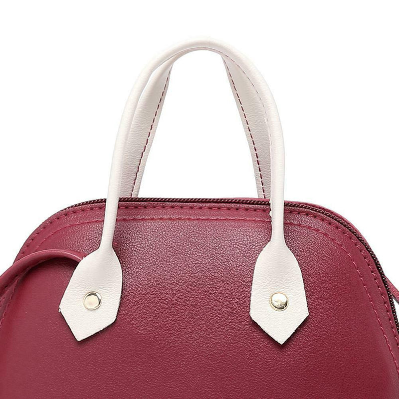 Shoulder Handbags Women Leather Shell Hit Color Crossbody Bags (Wine Red)