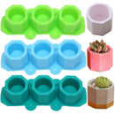 3 Pack Mini Octagon Flower Pot Silicone Molds - Succulent Plant Planter Pot