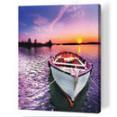 5D DIY Full Round Drill Diamond Painting Sunset Ship Cross Stitch Mosaic