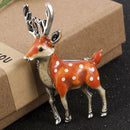 Christmas Cute Sika Deer Animal Brooch Pin Enamel Wedding Costume Jewelry Gifts