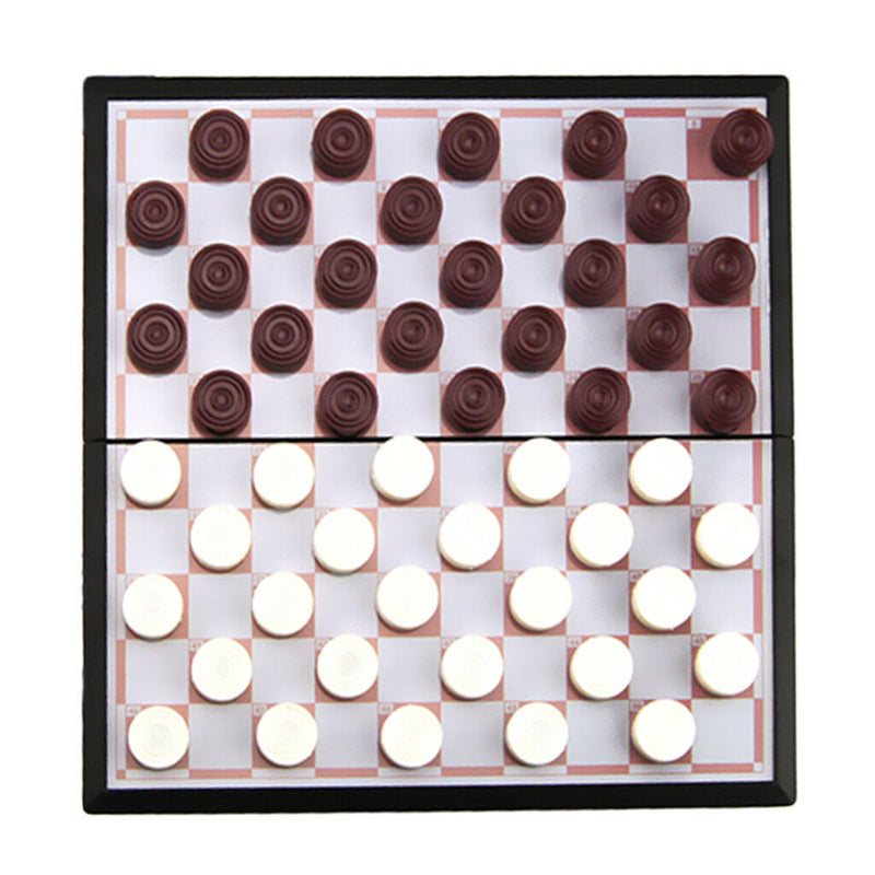 50 PCS Magnetic Checkers Draughts Folding Chessboard Travel Game Educational