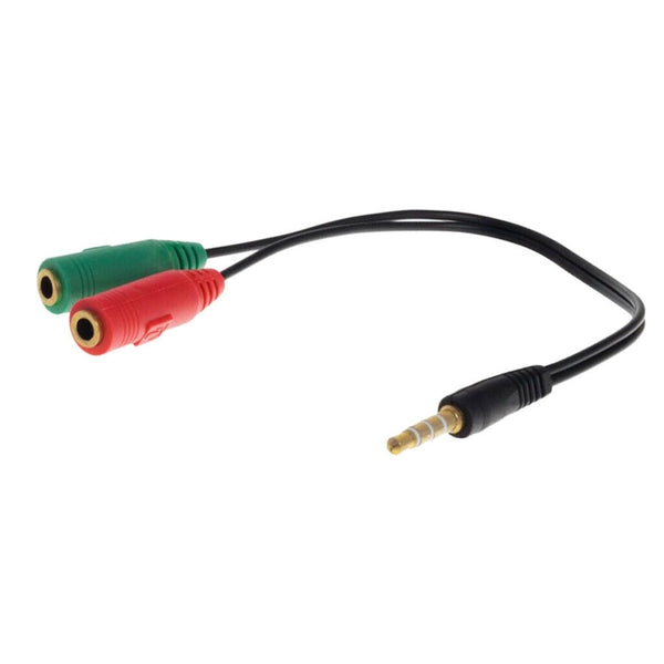 8" Black PVC 3.5mm Headphone Female to Dual Male Audio Splitter Connector