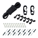 Kaya Bungee Kit Bow & Stern Tie Downs 2.5m Rope 6 Padeyes 12 Rivets 2 Cord Ends