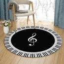 1X(New Carpet Music Symbol Piano Key Black White Round Carpet Non-Slip Carp