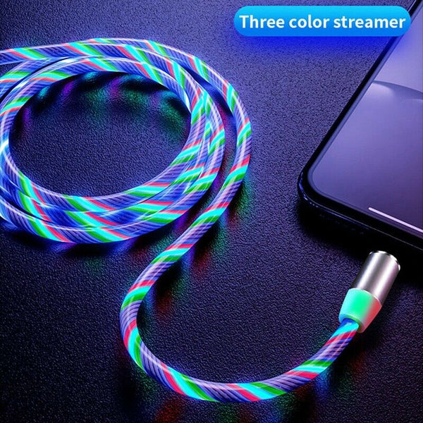 LED Flowing Magnetic Charger Cable Light Up Candy Moving Shining Charger Ph Q8P5