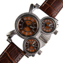 Oulm Men's Watch with Brown 3-Movt Dial Brown 23mm Stainless Steel Band