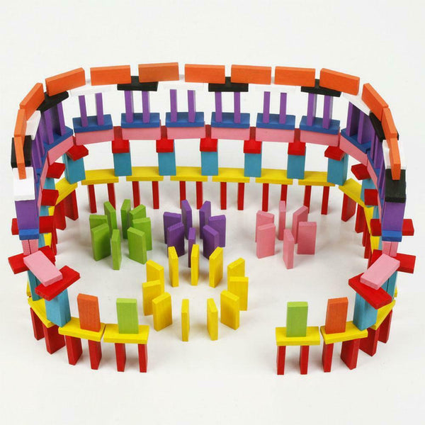 120pcs/set Children Color Sort Rainbow Wood Domino Blocks Kids Toys Gift
