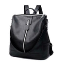 Simple Women Zipper Backpack Shoulder Bag PU Leather Casual Small Schoolbag