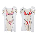 2x Floral Polka Dots Women Bikini Long T Shirt Cover Up Fancy Dress Top Tee