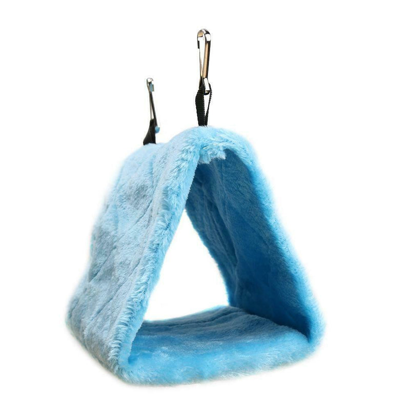 Warm Soft Plush Birds Parrot Hammock Nest Pet Hang Bed Cage House (Blue S