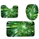 4Pcs Home Bathroom Decor Set Bathroom Bamboo Forest Pattern Toilet Seat Cov