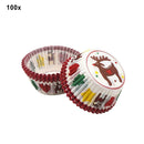 100 PCS Grease-proof Cake Cup Paper Tree Reindeer Baking Muffle Cupcake ALS8