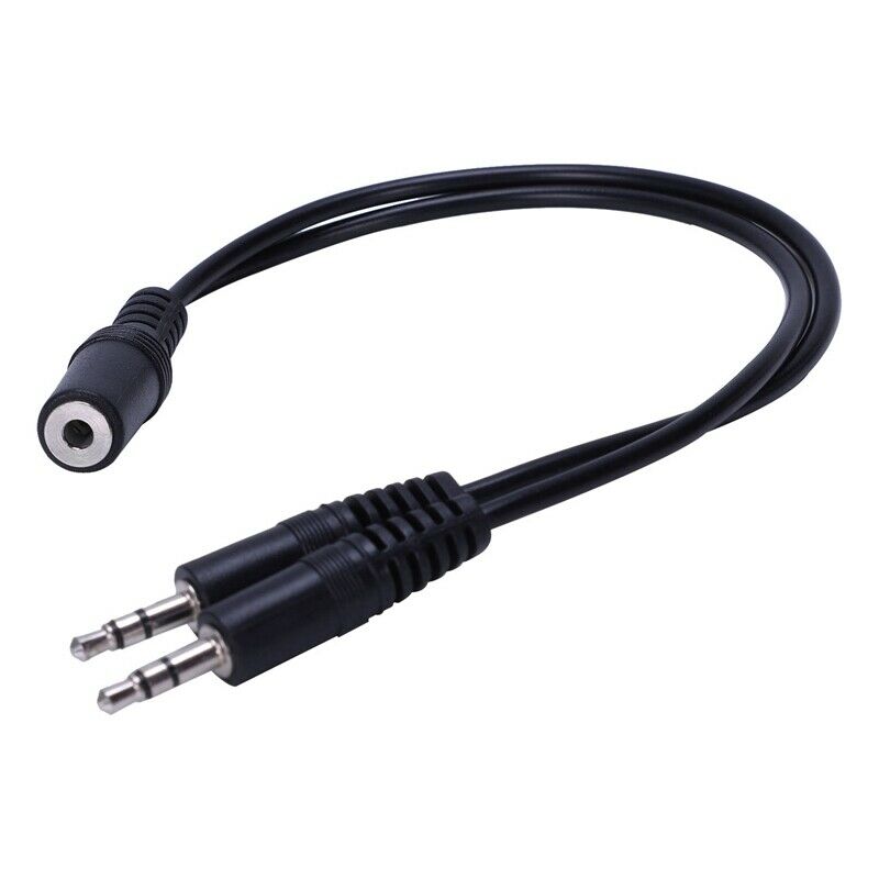 Black 3.5mm female to 2 of 3.5mm Male Audio Splitter Cable for speakers or  U9A1