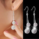 Women Luxury Full Crystal Double Balls Earrings Hook Dangler Drop Earrings BX