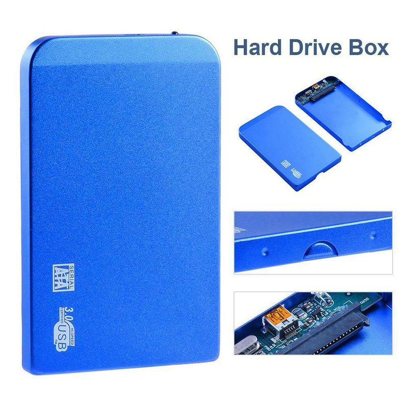 Ultra Thin 2.5in USB3.0 SATA SSD HDD Hard Drive Case Aluminum Box (Blue)