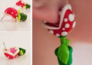 1 Pair Handcraft Polymer Clay Super Mario Piranha Plant Corpse Flower Studs I9Y8