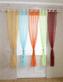 Beige Sheer Eyelet Telylene Window Treatment Curtain Drape Valance 1x2.1M