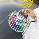 New Striped Transparent Pvc Handbag Ladies Messenger Bag Chain Candy Color