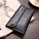 Long Wallet Female Leather Buckle Simple Business Leather Thin Wallet