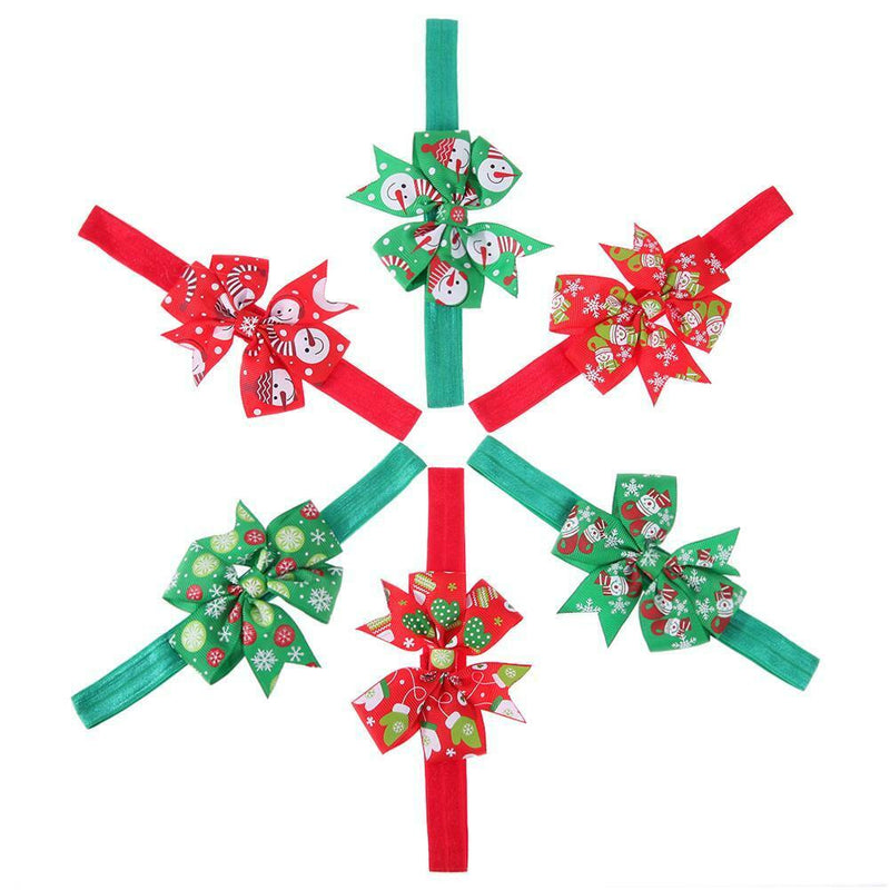 6pcs Hair Band Christmas Baby Swallowtail Bowknot Headdress Hair Accessory
