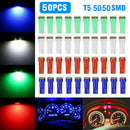 T5 1 SMD 5050 Speedometer Instrument Gauge Cluster Dash Light Bulbs 50x