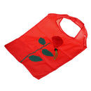 Green Leaves Rose Foldable Red Shopping Bag Handbag T3C4