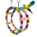 Parrot Toys Bird Colorful Wooden Ladder Parrot Macaw Bell Swing Parrot Bite W1M2
