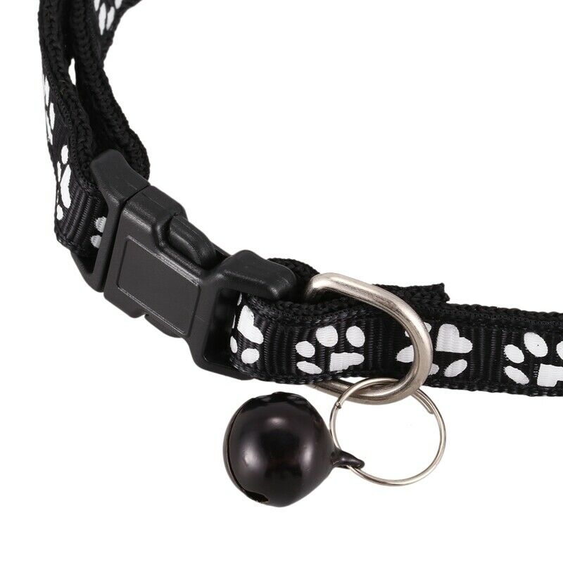 Adjustable neckband dog puppies dog collar with bells, black X3R4