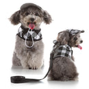 Pet Dog Vest Harness with Hat Pet Costume Party Clothes Black White-XS