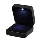 LED Light Ring Box Square Jewelry Bracelet Wedding Necklace Case (Black)