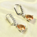 Polished Women Morganite Sapphire Wedding Party Jewelry Drop Dangle Earrings New