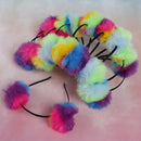 Multicolour sweet girls kids cute hairband rabbit plush big hair ball headbBX