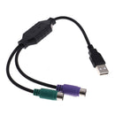1Pc USB male to dual PS2 female cable adapter converter use for keyboard mouseTE