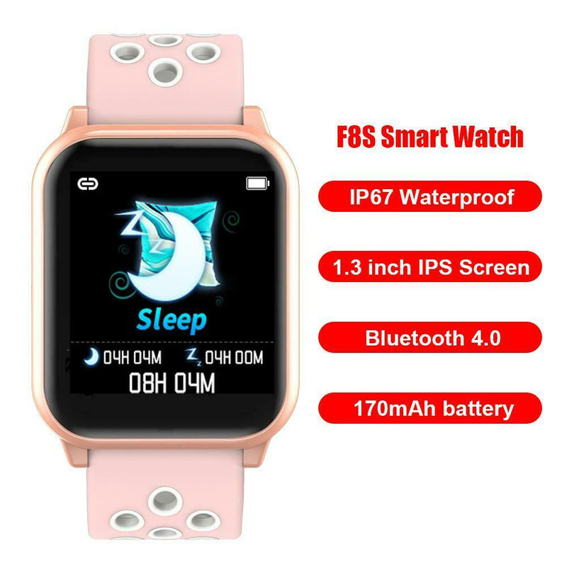 F8S Smart Wristband Watch IP67 Blood Oxygen Heart Rate Monitor Fitness Tracker