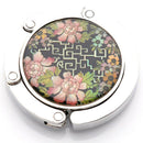 Bag Hook Bag Holder Handbag Holder Foldable Hook, Round Flower Pattern B3O2