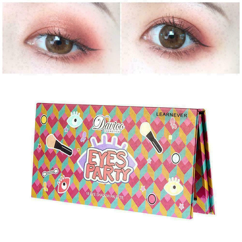 18 Colors Shimmer Matte Eyeshadow Palette Powder Eyeshadow Kit Makeup Set P S4P1