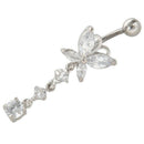 Body jewelry for girls, transparent heart twirl zirconia, navel ring belly
