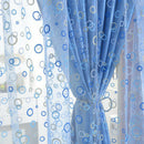 200cmx100cm Blue Round Circle Voile Tab Top Curtain Window Drapes Valances