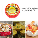 6X Colorful Double Sided Plain/Crinkle Round Cookie kitchen Cutters Tool US