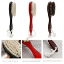 Brown Natural Soft Goat Bristle Hair Sweeping Brush Beard Comb Oval Wood Ha