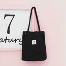 Korean Canvas Handbags Women Corduroy Shoulder Bags Shopping Totes (Black)