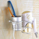 Wall Mounted Hair Dryer Drier Comb Holder Rack Stand Set Storage Organizer