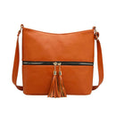 Casual Tassel Crossbody Bag Women PU Leather Satchel Shoulder Bags (Orange) SN9F