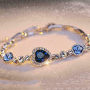Fashion Charm Women Ocean Heart Blue Crystal Rhinestone Bangle Bracelet K4Y Q2A8