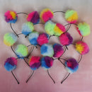 Multicolour sweet girls kids cute hairband rabbit plush big hair ball headban M&