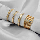 4pcs Geometric Rhinestone Multilayer Knuckle Ring for Women Wedding Jewelry A